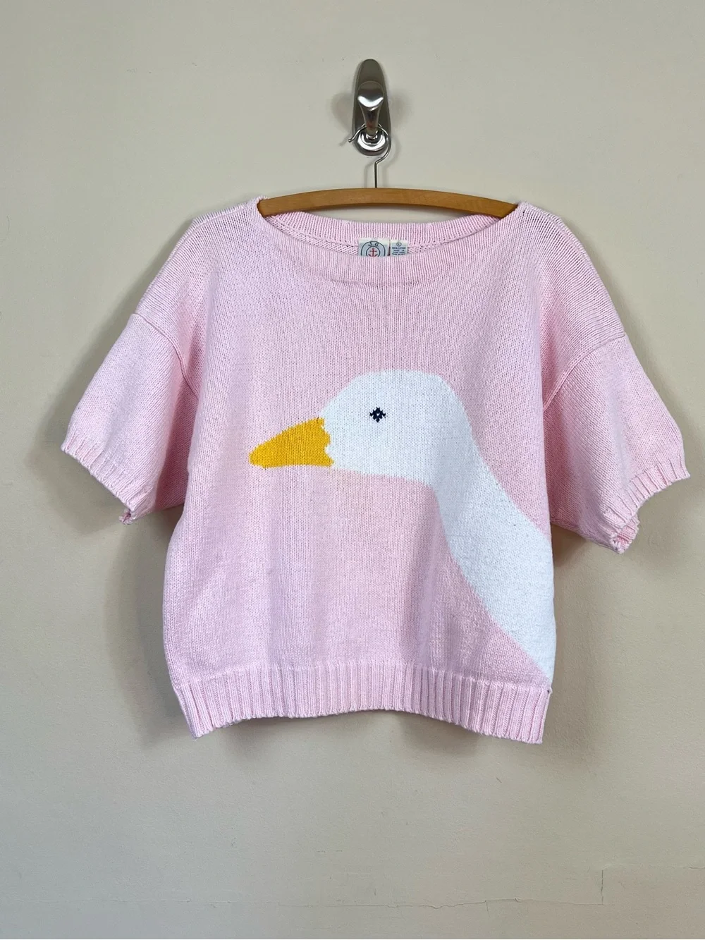 vintage cotton goose sweater | 90s grandma cottagecore top grannycore novelty